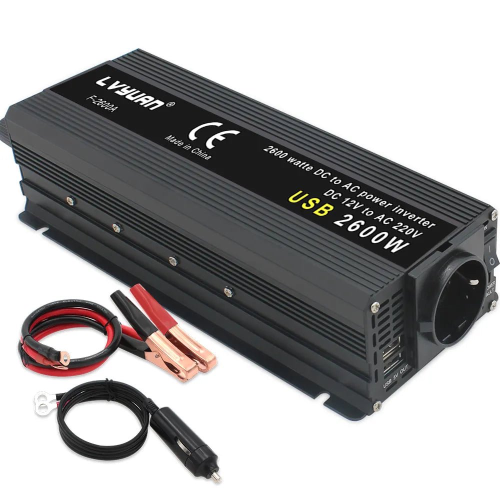 CONVERTISSEUR DE BATTERIE 12 VOLT EN 220VOLTS, - Web-Bootik