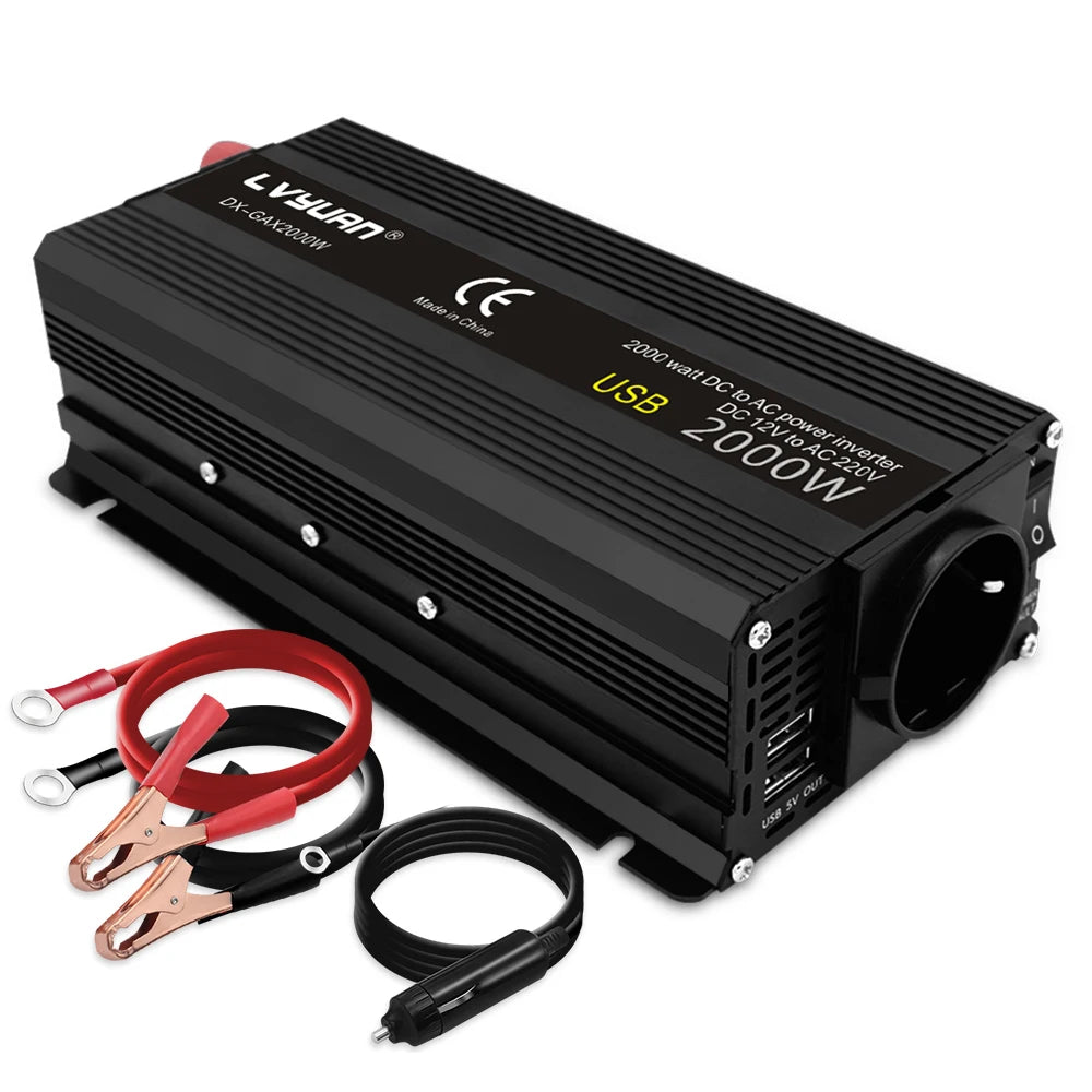 CONVERTISSEUR DE BATTERIE 12 VOLT EN 220VOLTS, - Web-Bootik